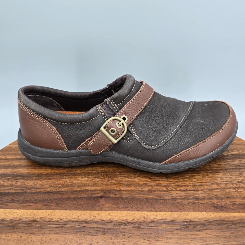 Merrell Shoes Womens 8.5 Brown Leather Dassie Buckle Slip On Comfort Loafer